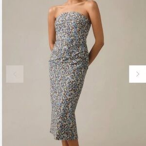 Floral Strapless Midi Dress Anthropologie